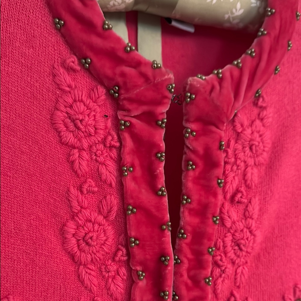Elegant Hot Pink CAbi Embroidered Women's Sweater - Picture 3 of 8